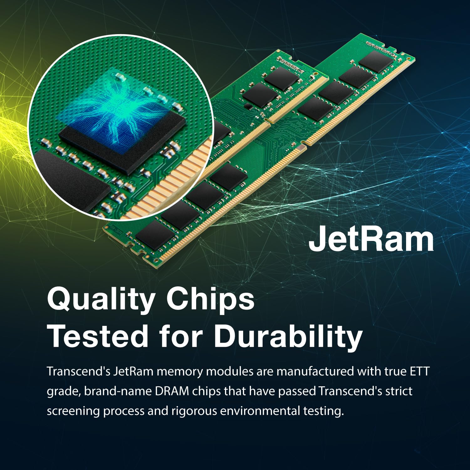 Transcend JetRam Memory DDR4 3200MHz U-DIMM Desktop RAM | 1Rx16, CL22, 1.2V | 4GB, 8GB Transcend JetRam Memory DDR4 3200MHz U-DIMM Desktop RAM | 1Rx16, CL22, 1.2V | 4GB, 8GB